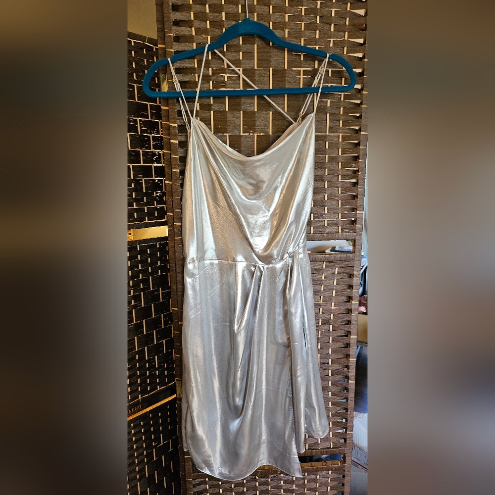 NWT H&M Shiny Silver Dress - Picture 2 of 3